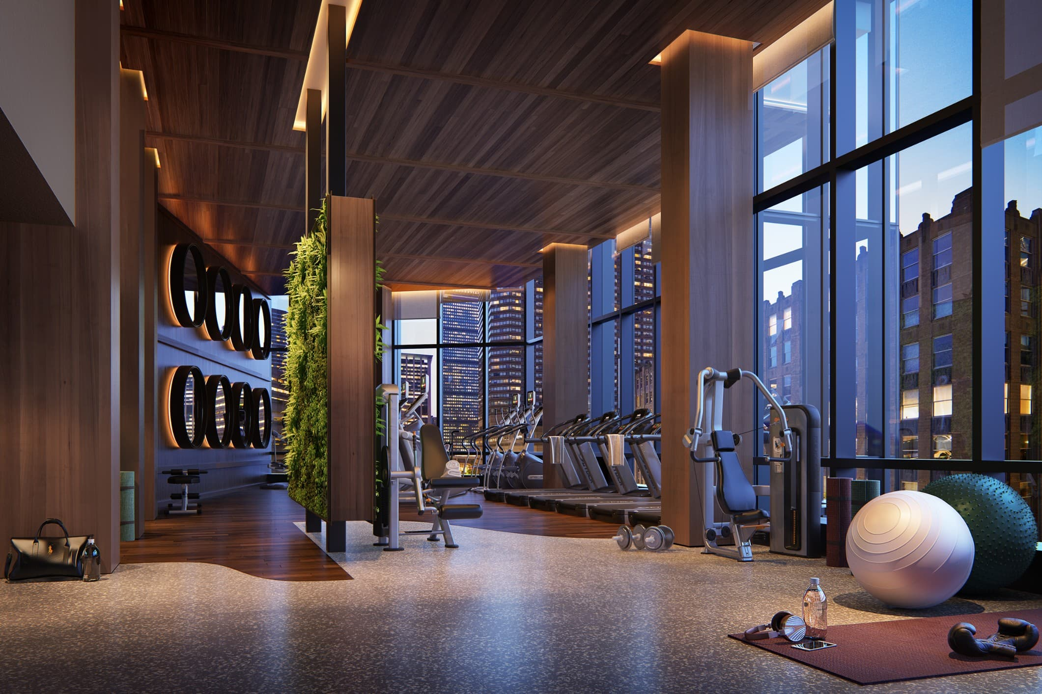 The fitness center at Raffles Boston Hotel